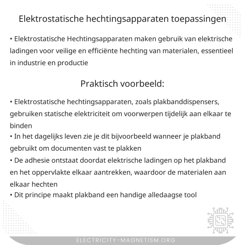 Elektrostatische Hechtingsapparaten | Toepassingen