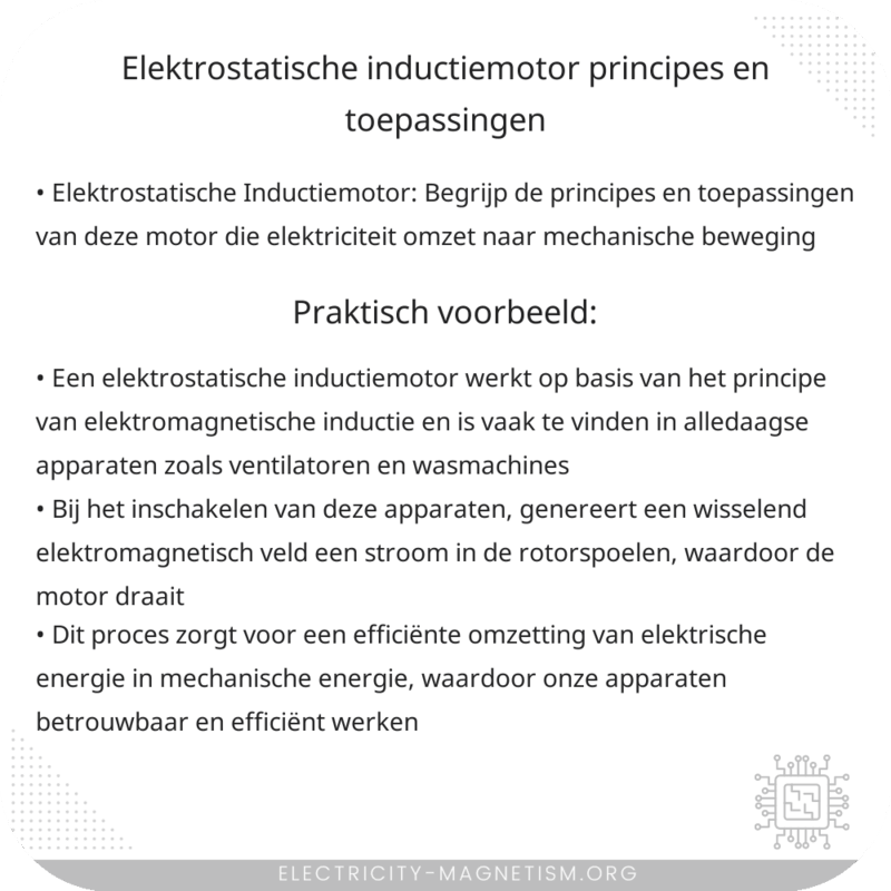 Elektrostatische Inductiemotor | Principes en Toepassingen