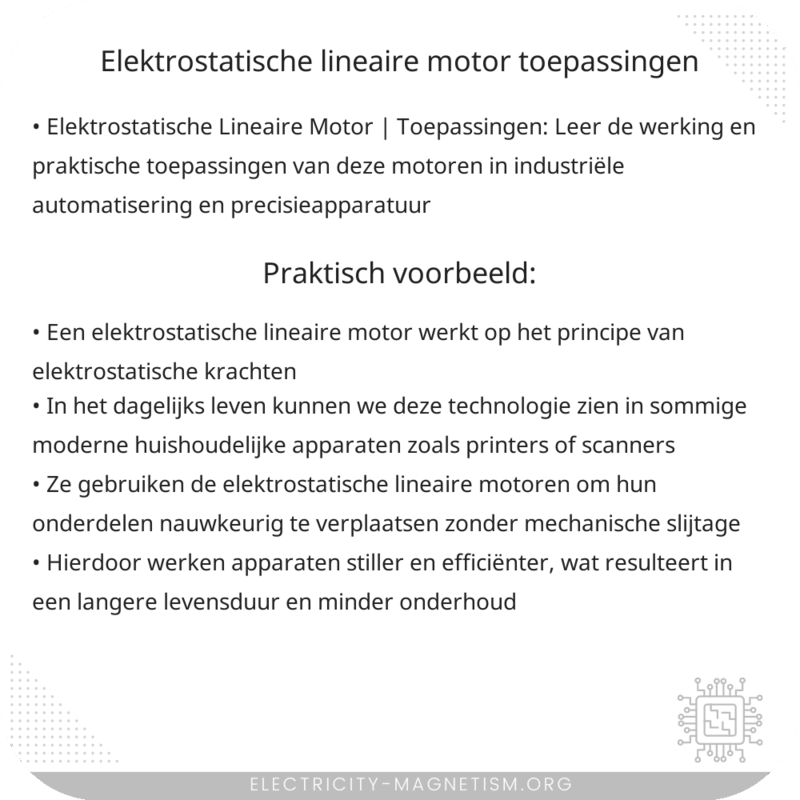 Elektrostatische Lineaire Motor | Toepassingen