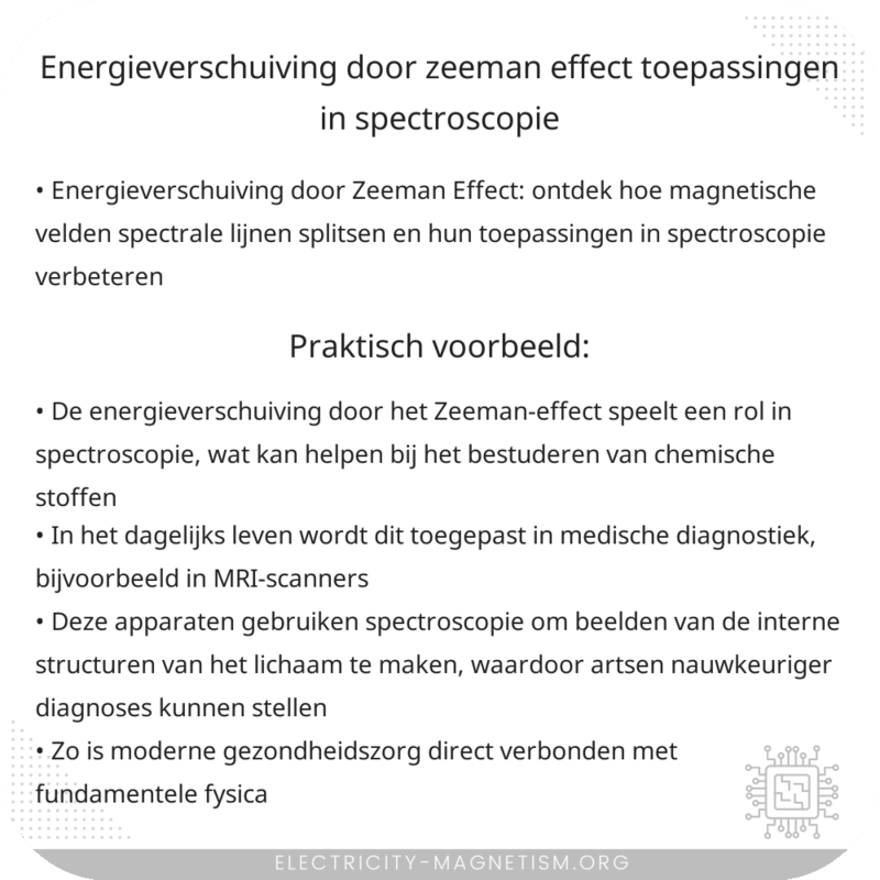 Energieverschuiving door Zeeman Effect | Toepassingen in Spectroscopie