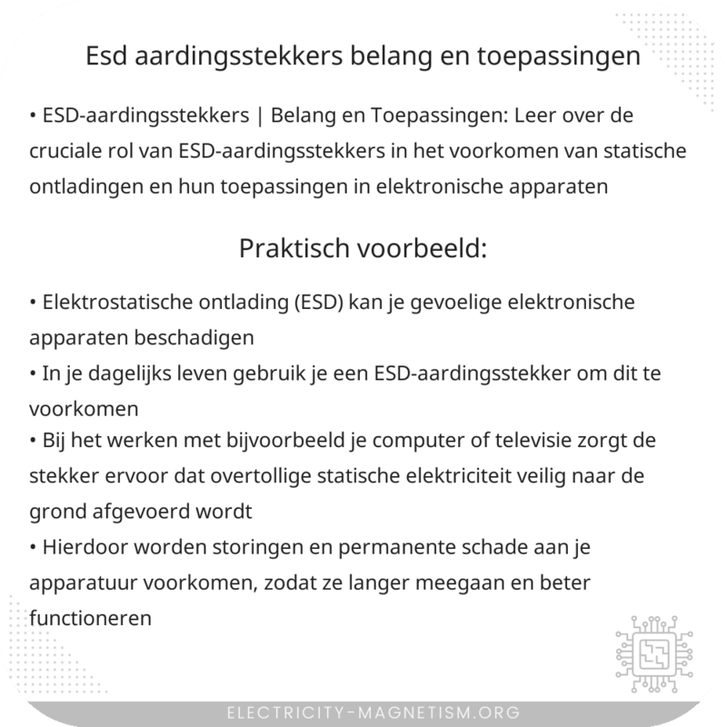 ESD-aardingsstekkers | Belang en Toepassingen