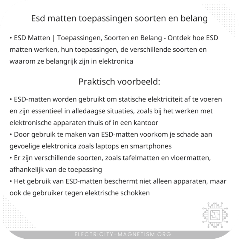 ESD Matten | Toepassingen, Soorten en Belang