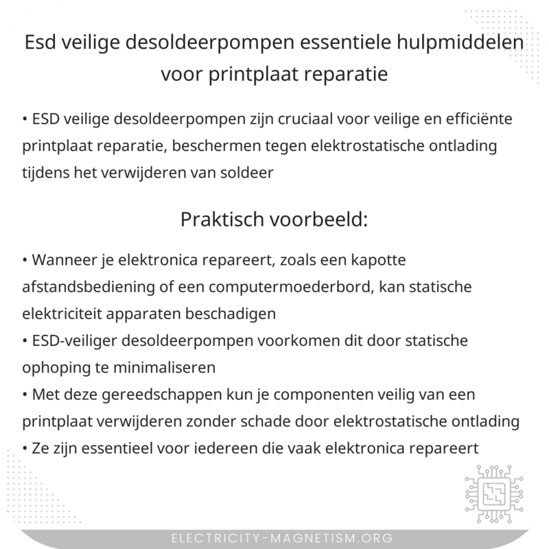 ESD Veilige Desoldeerpompen | Essentiële Hulpmiddelen voor Printplaat Reparatie