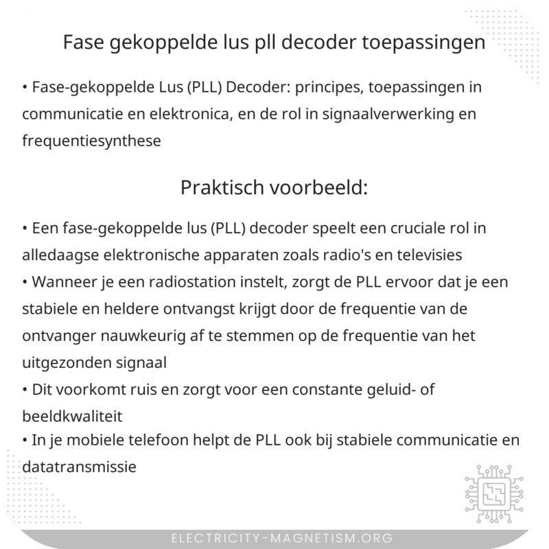 Fase-gekoppelde Lus (PLL) Decoder | Toepassingen