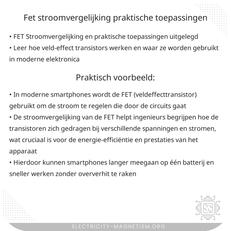 FET Stroomvergelijking | Praktische Toepassingen