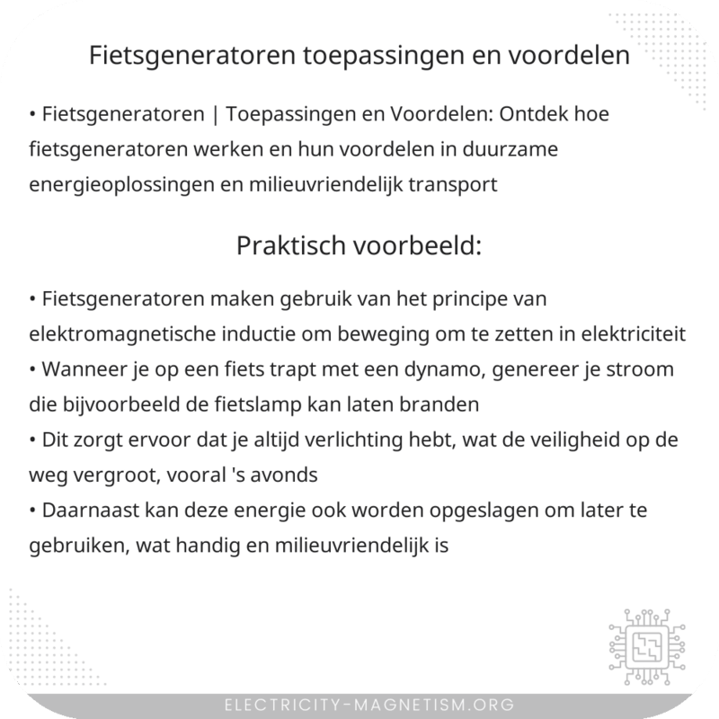 Fietsgeneratoren | Toepassingen en Voordelen