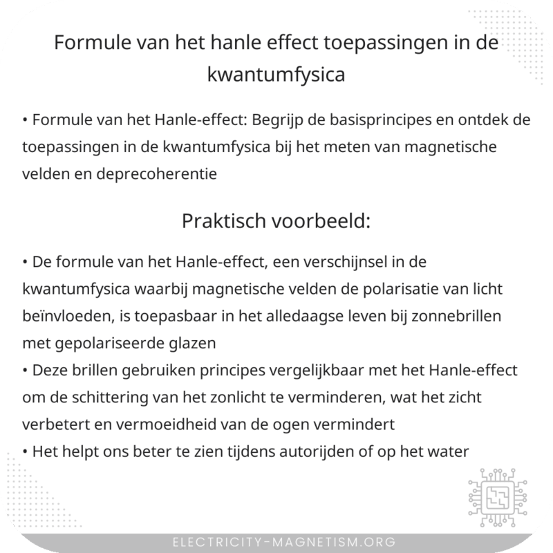 Formule van het Hanle-effect | Toepassingen in de kwantumfysica