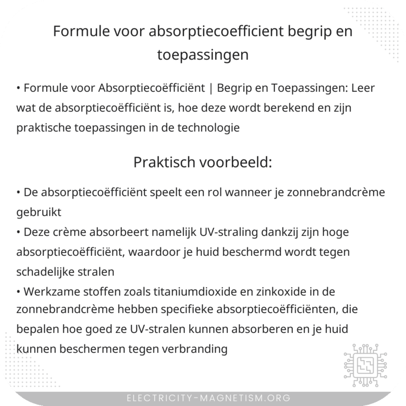 Formule voor Absorptiecoëfficiënt | Begrip en Toepassingen
