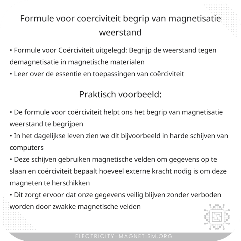 Formule voor Coërciviteit | Begrip van Magnetisatie Weerstand
