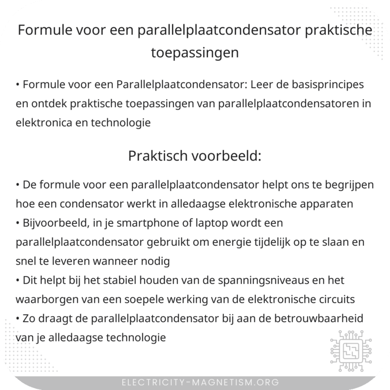 Formule voor een Parallelplaatcondensator | Praktische Toepassingen