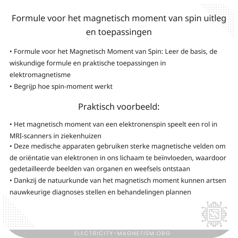 Formule voor het Magnetisch Moment van Spin | Uitleg en Toepassingen
