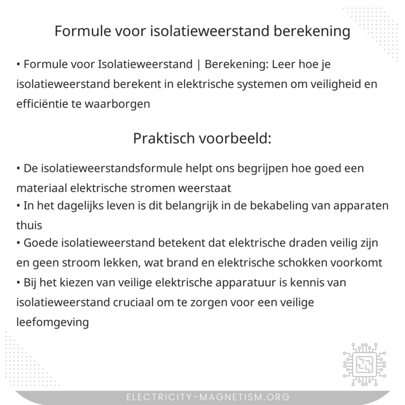 Formule voor Isolatieweerstand | Berekening