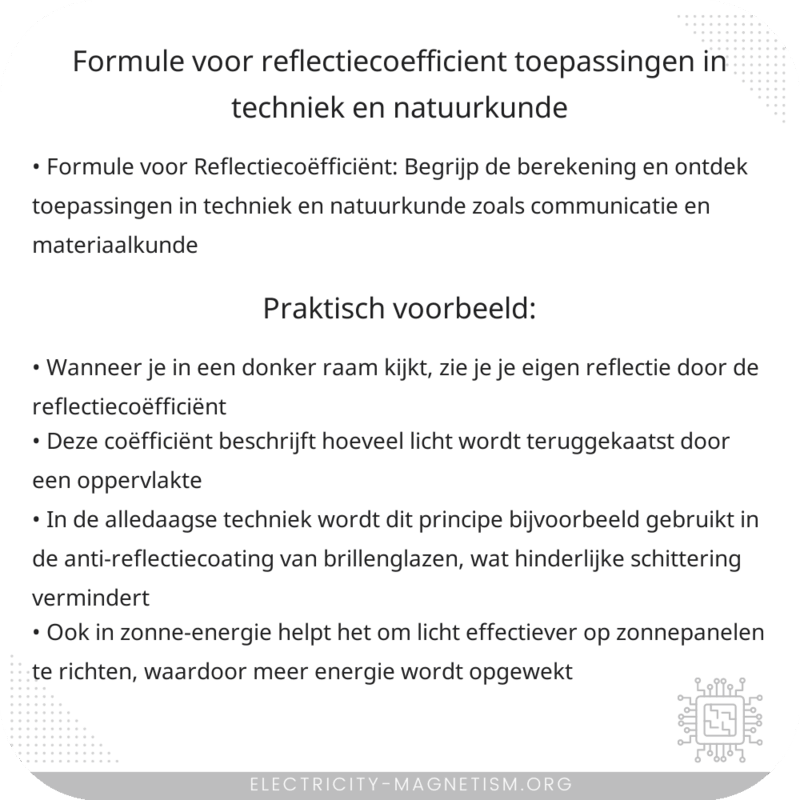 Formule voor Reflectiecoëfficiënt | Toepassingen in Techniek en Natuurkunde