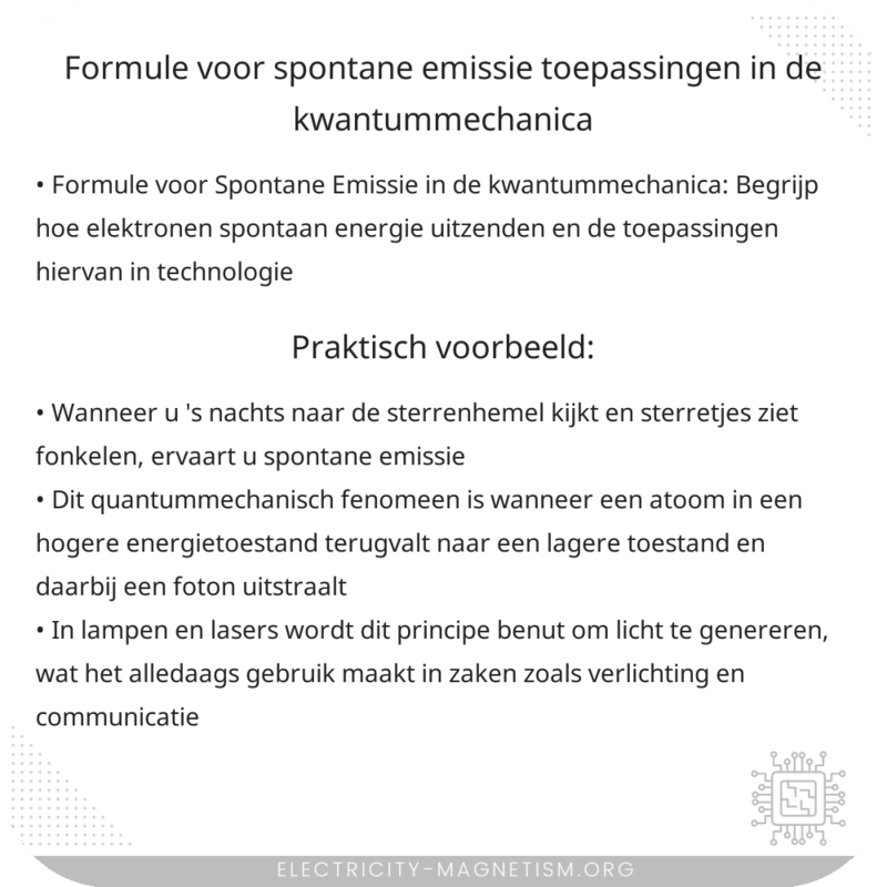 Formule voor Spontane Emissie | Toepassingen in de Kwantummechanica
