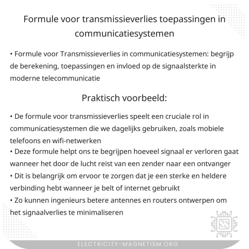 Formule voor Transmissieverlies | Toepassingen in Communicatiesystemen