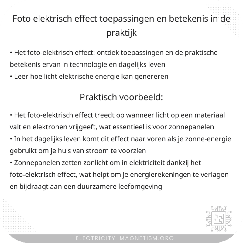 Foto-elektrisch Effect: Toepassingen en Betekenis in de Praktijk