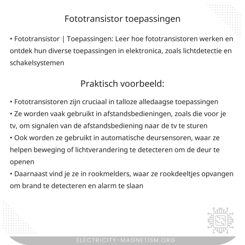 Fototransistor | Toepassingen