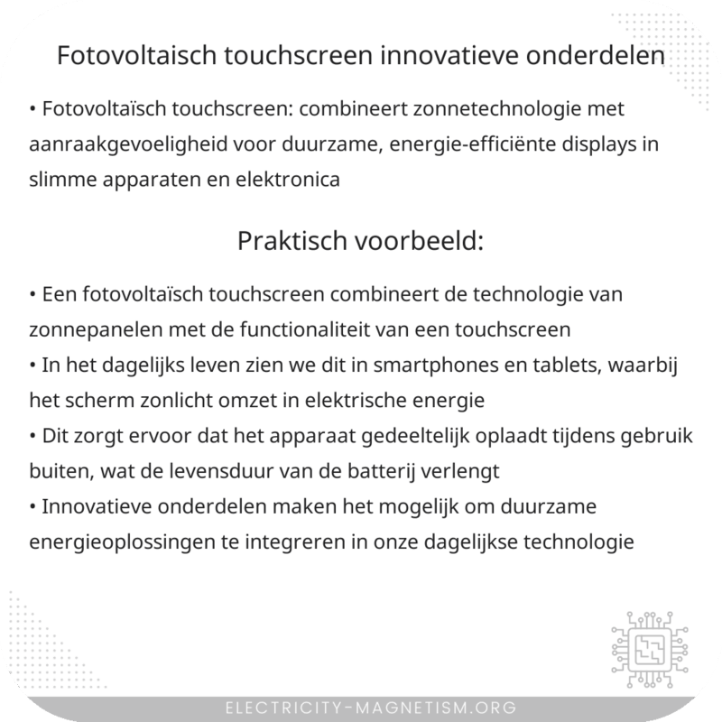 Fotovoltaïsch Touchscreen | Innovatieve Onderdelen