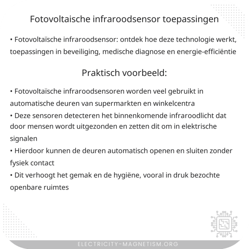 Fotovoltaïsche Infraroodsensor | Toepassingen
