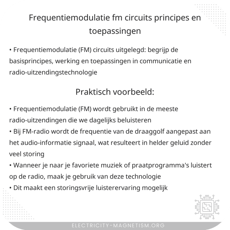 Frequentiemodulatie (FM) Circuits | Principes en Toepassingen