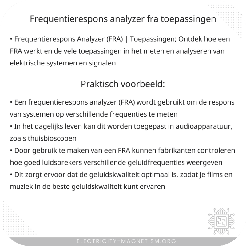 Frequentierespons Analyzer (FRA) | Toepassingen