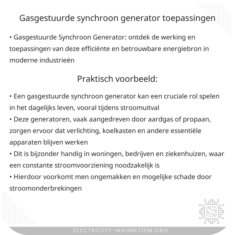Gasgestuurde Synchroon Generator | Toepassingen