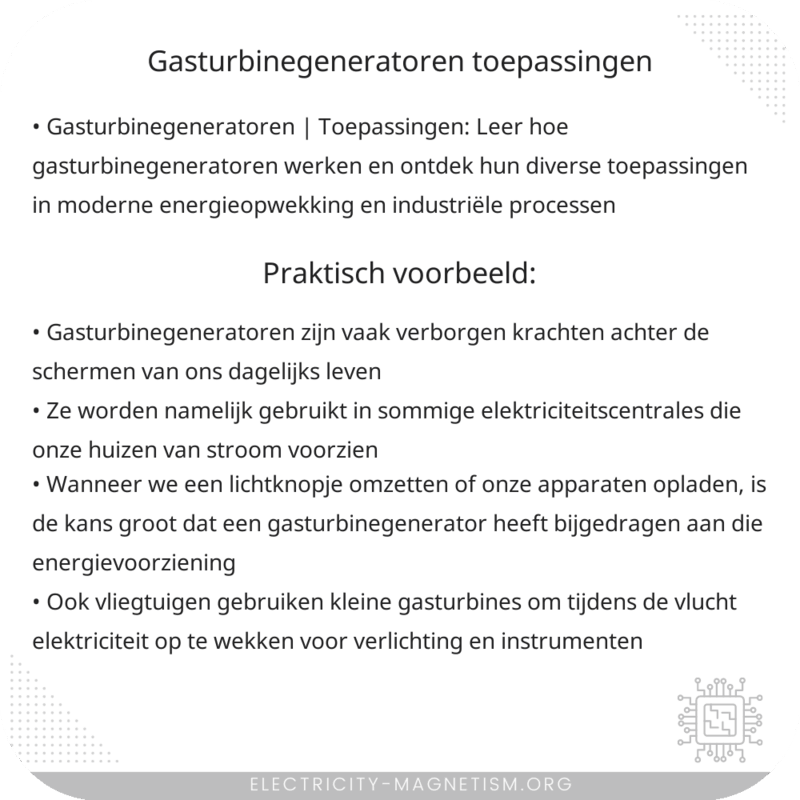 Gasturbinegeneratoren | Toepassingen