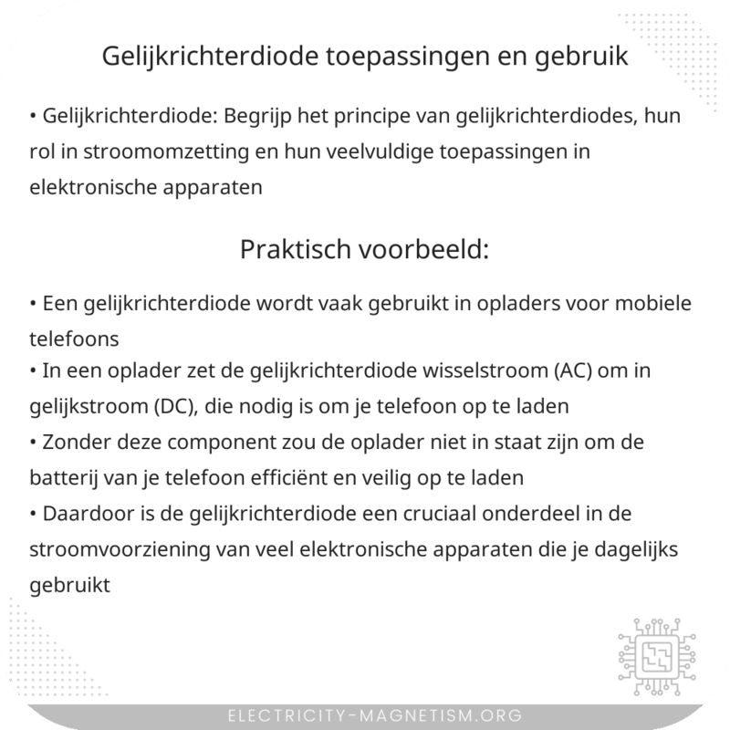 Gelijkrichterdiode | Toepassingen en Gebruik