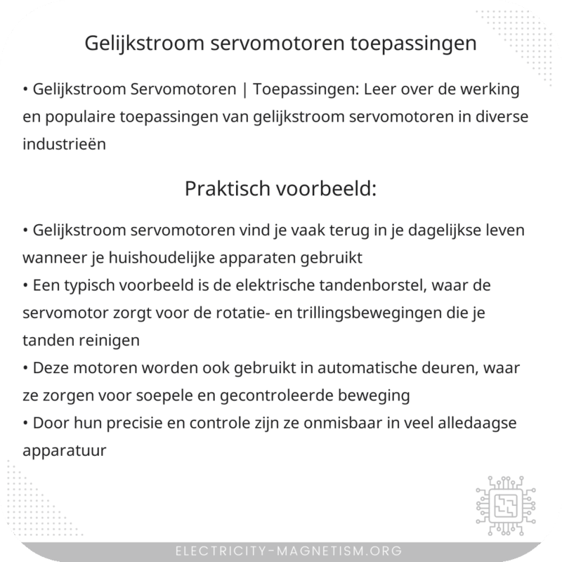 Gelijkstroom Servomotoren | Toepassingen