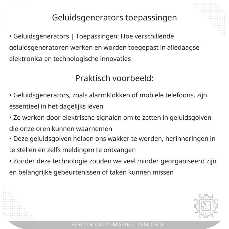 Geluidsgenerators | Toepassingen