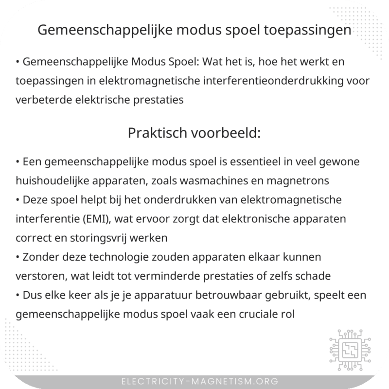 Gemeenschappelijke Modus Spoel | Toepassingen