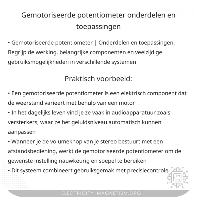 Gemotoriseerde Potentiometer | Onderdelen en Toepassingen