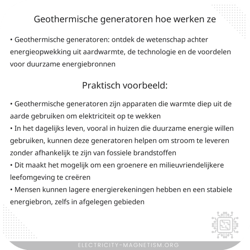 Geothermische Generatoren | Hoe Werken Ze