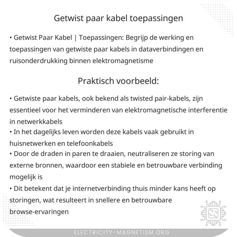 Getwist Paar Kabel | Toepassingen