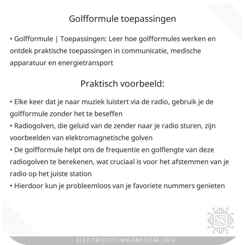 Golfformule | Toepassingen