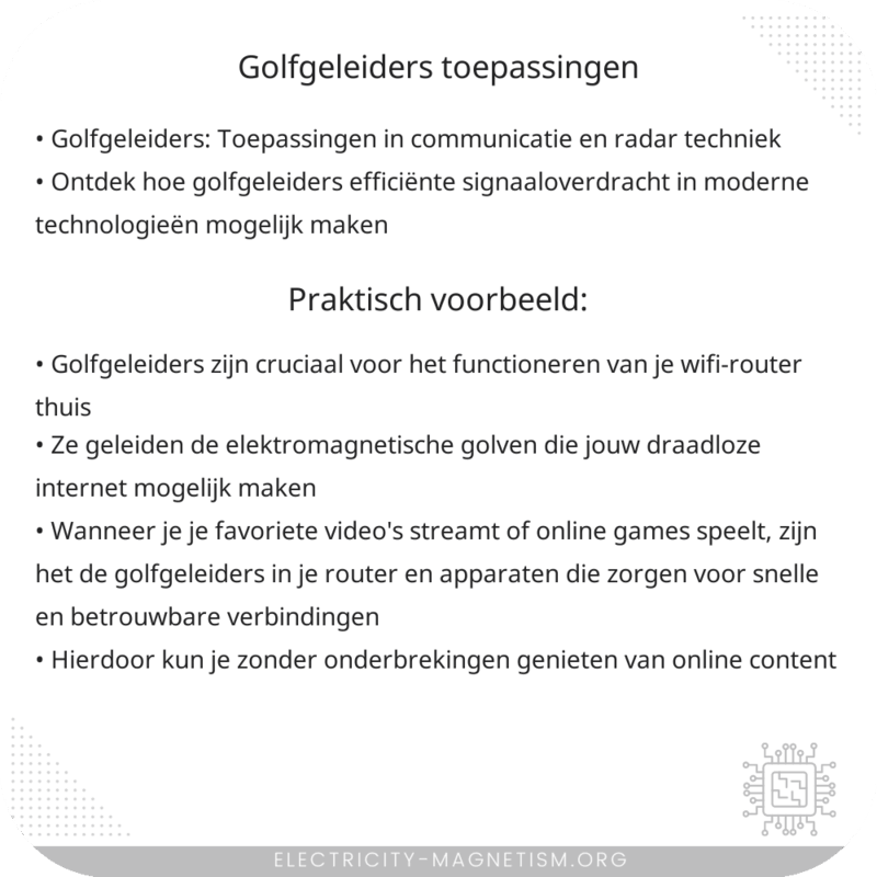 Golfgeleiders | Toepassingen