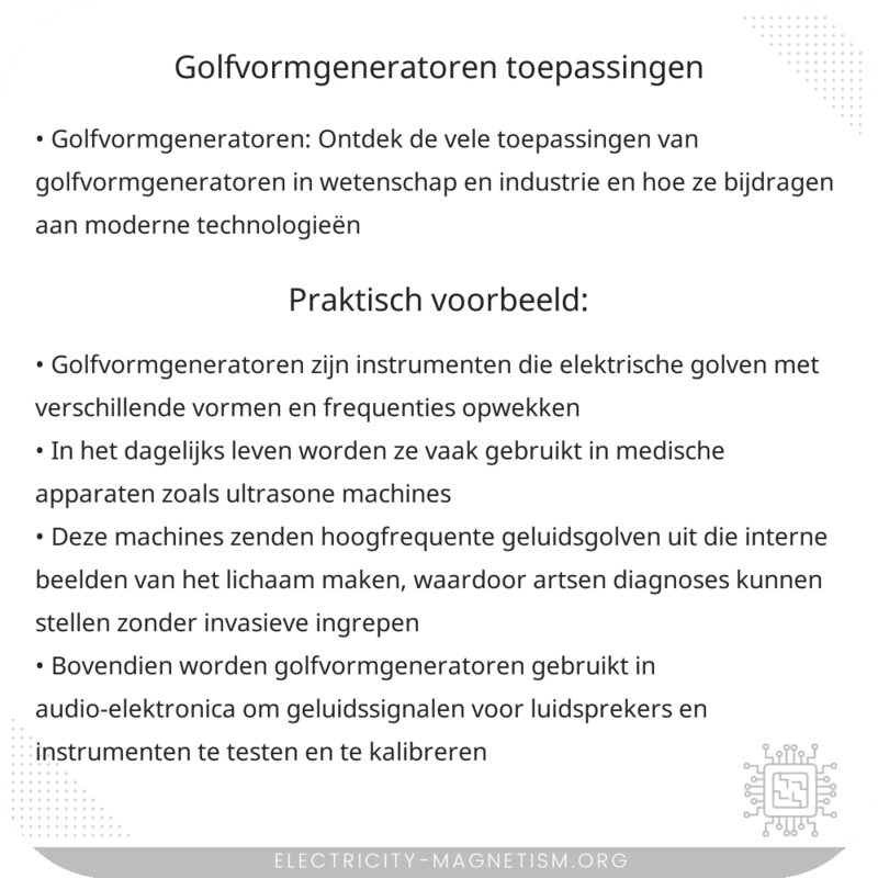 Golfvormgeneratoren | Toepassingen