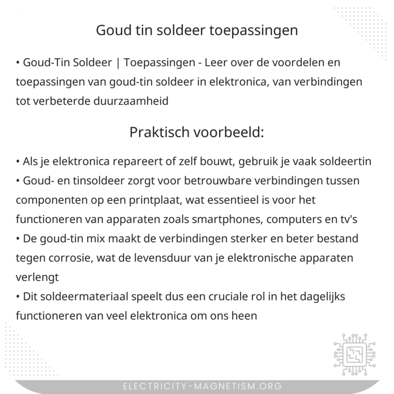Goud-Tin Soldeer | Toepassingen