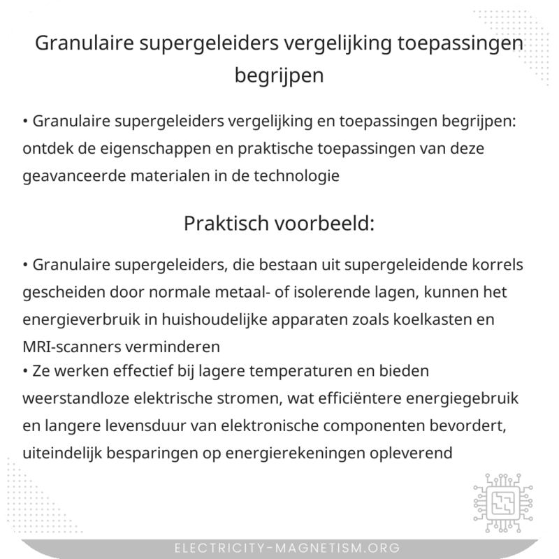 Granulaire Supergeleiders Vergelijking | Toepassingen Begrijpen