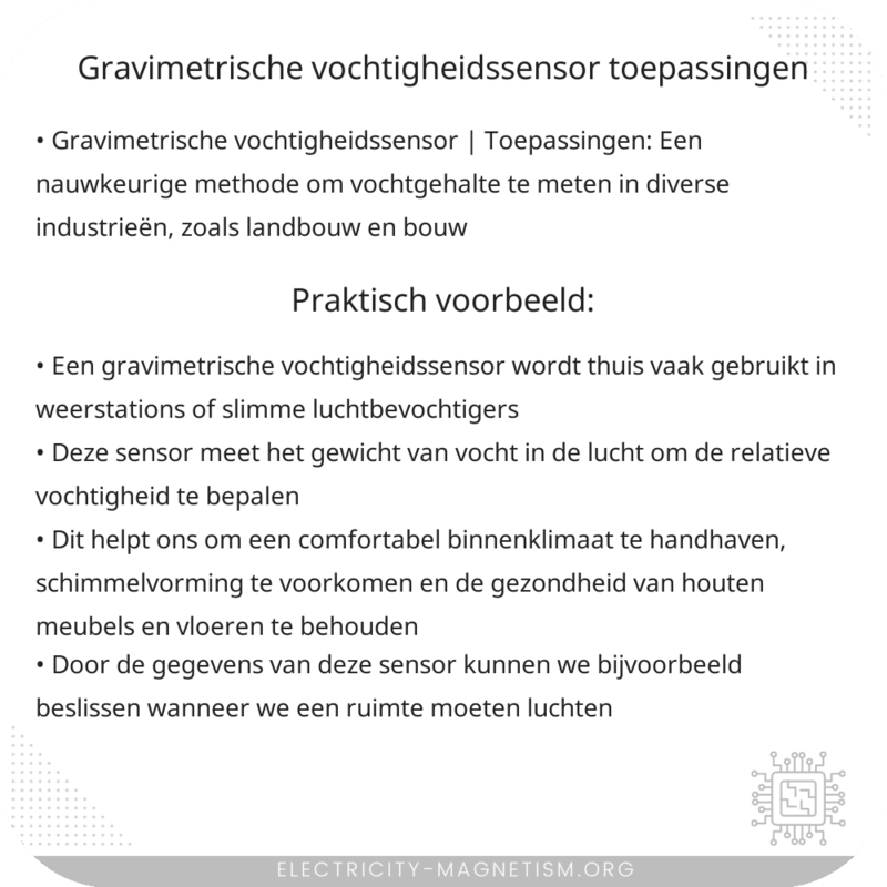Gravimetrische Vochtigheidssensor | Toepassingen