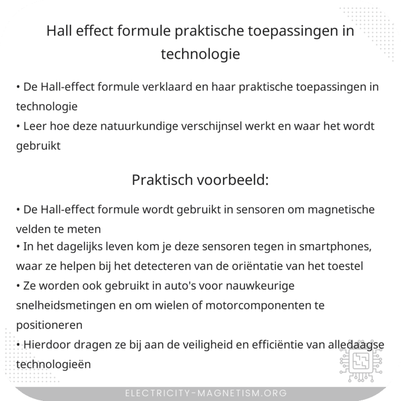 Hall-effect formule | Praktische toepassingen in technologie