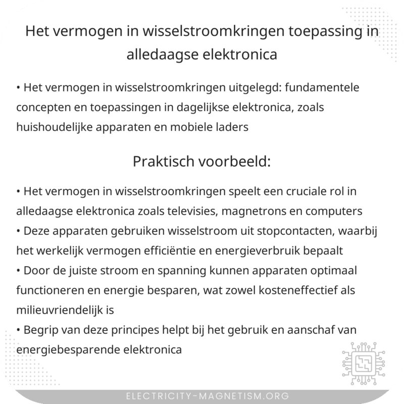 Het Vermogen in Wisselstroomkringen | Toepassing in Alledaagse Elektronica