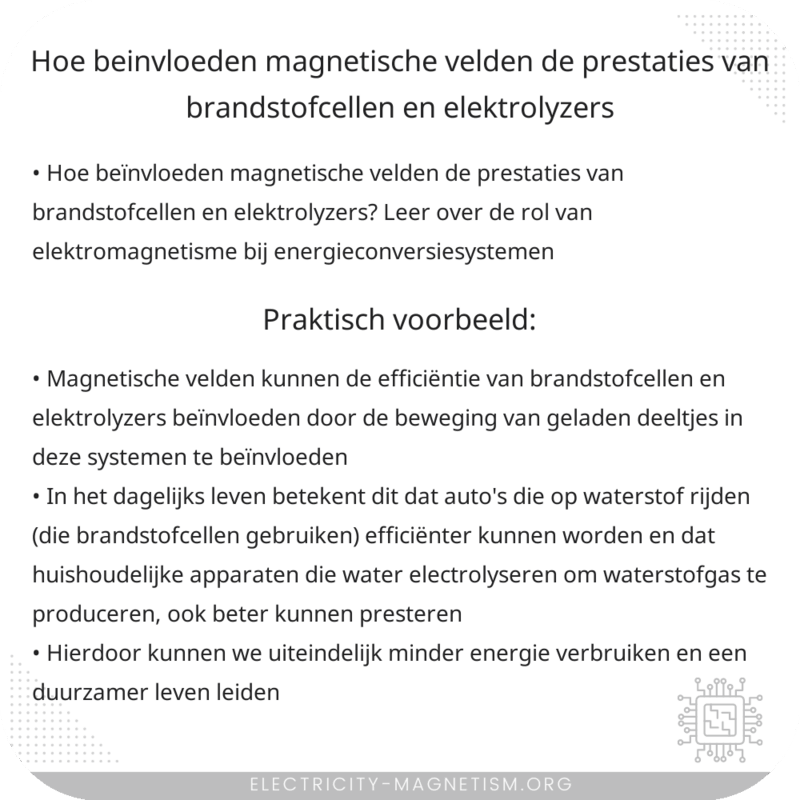 Hoe beïnvloeden magnetische velden de prestaties van brandstofcellen en elektrolyzers?