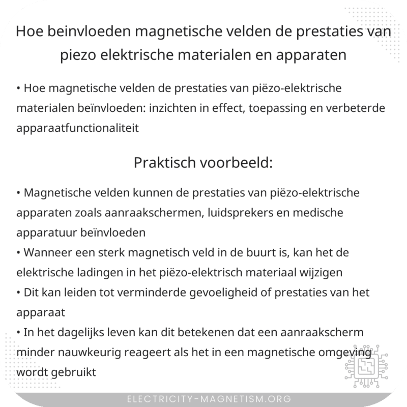 Hoe beïnvloeden magnetische velden de prestaties van piëzo-elektrische materialen en apparaten?