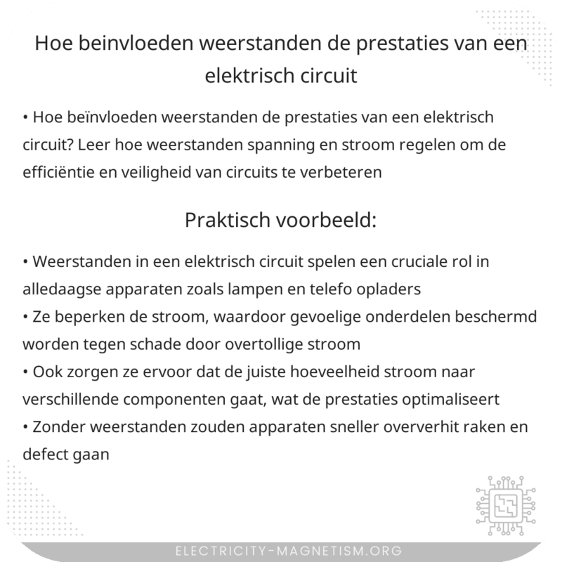 Hoe beïnvloeden weerstanden de prestaties van een elektrisch circuit?