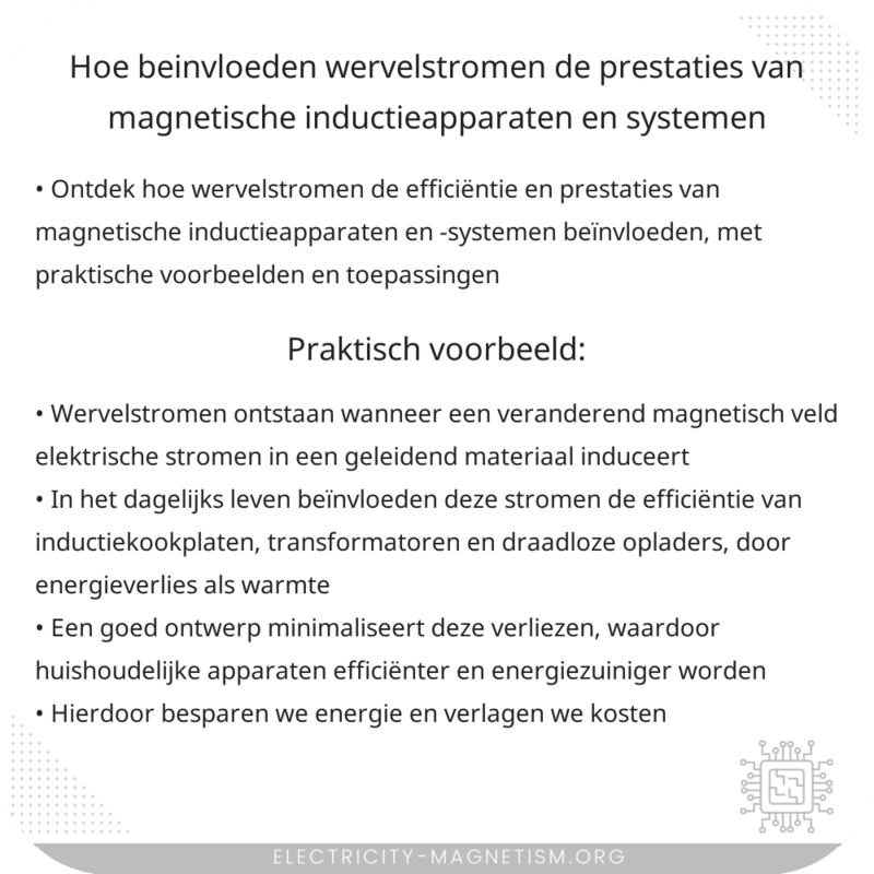 Hoe beïnvloeden wervelstromen de prestaties van magnetische inductieapparaten en -systemen?