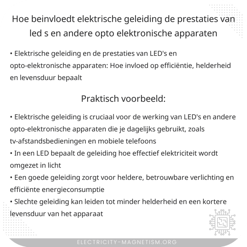 Hoe beïnvloedt elektrische geleiding de prestaties van LED's en andere opto-elektronische apparaten?