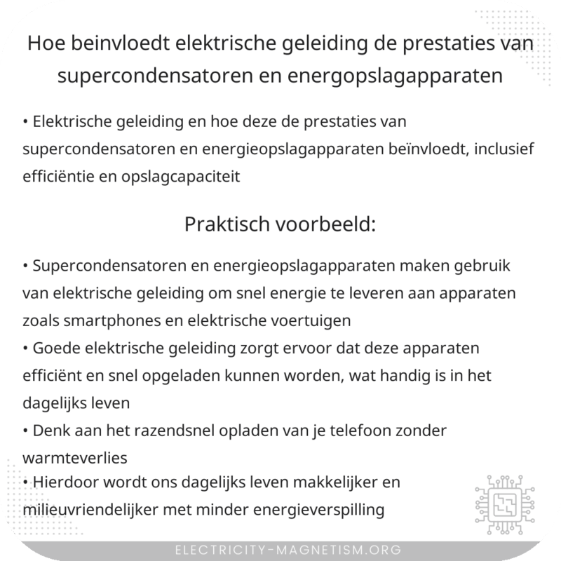 Hoe beïnvloedt elektrische geleiding de prestaties van supercondensatoren en energOpslagapparaten?