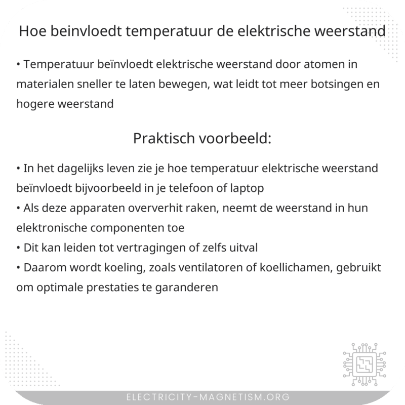 Hoe beïnvloedt temperatuur de elektrische weerstand?