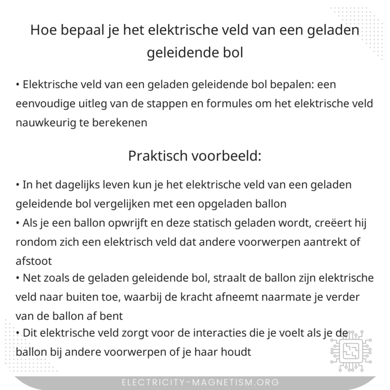 Hoe bepaal je het elektrische veld van een geladen geleidende bol?